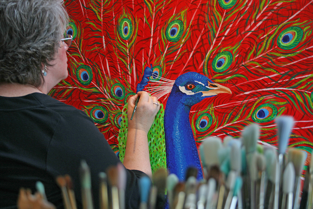 judith painting a peacock